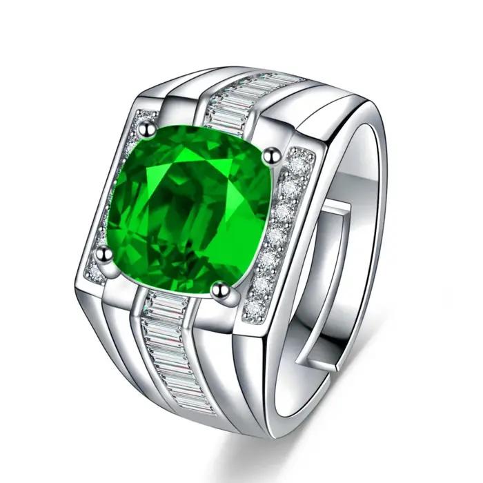 Bague en argent 925 avec imitation de jade naturel