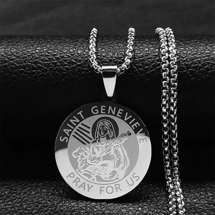 SAINT JOSEPH OF CUPERTINO PROTECT US collier archange en acier inoxydable couleur argent médaille colliers bijoux joyeria N3078S02