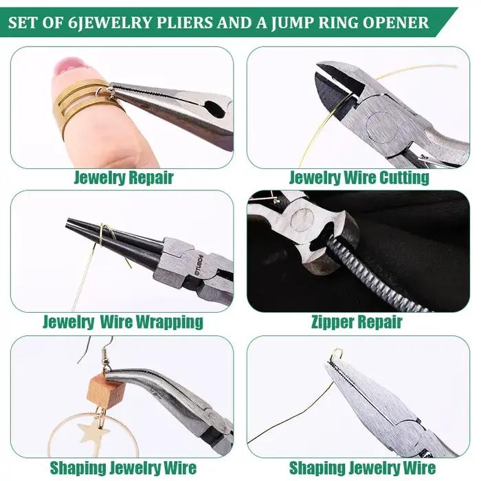 Outils de fabrication de bijoux avec pinces à bec effilé/pinces à bec rond/pinces à bec carré et coupe-fils pour la