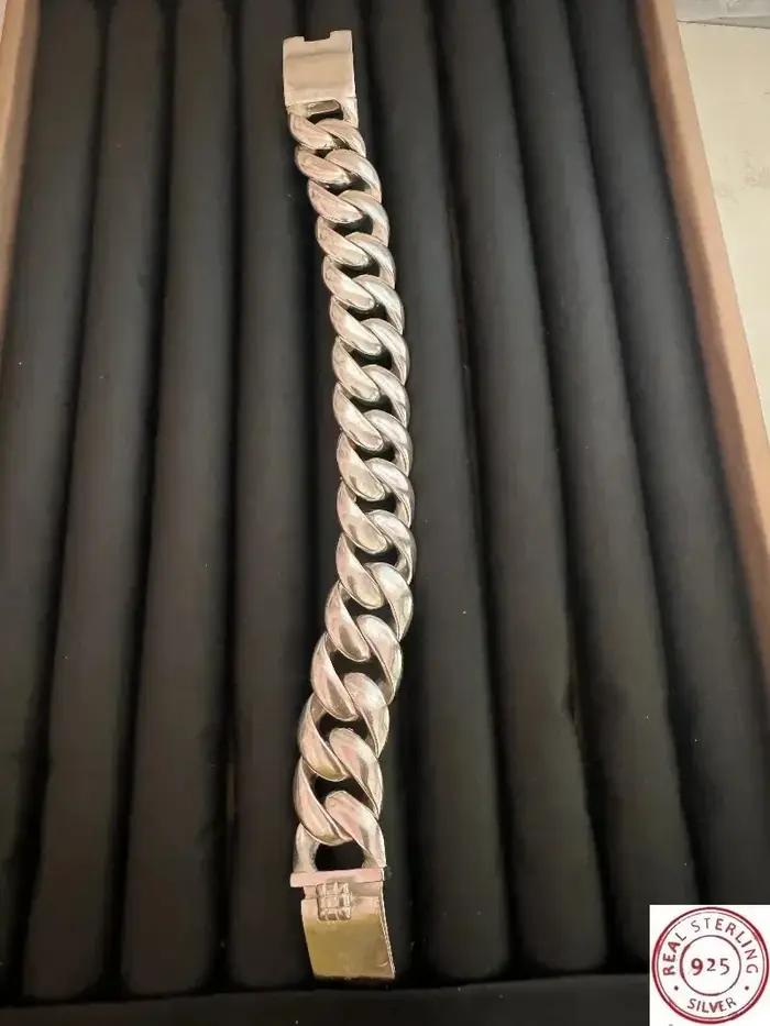 Bracelet large en argent pour homme