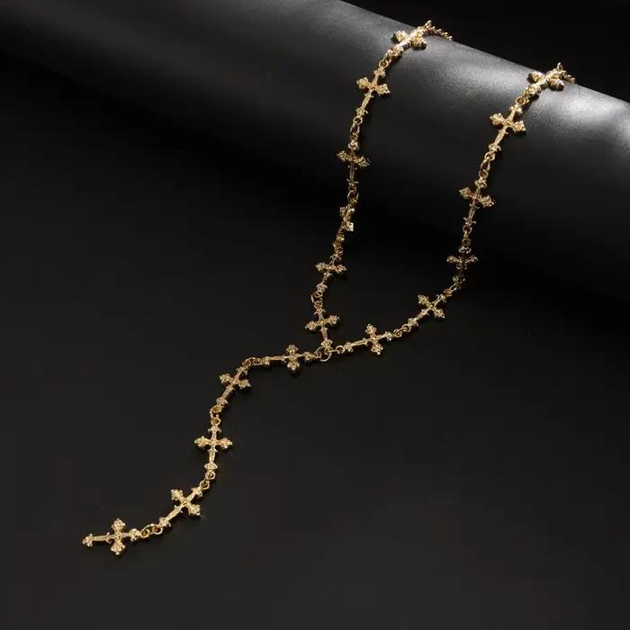 Collier en forme de Y avec pampilles couleur argent pour hommes et femmes