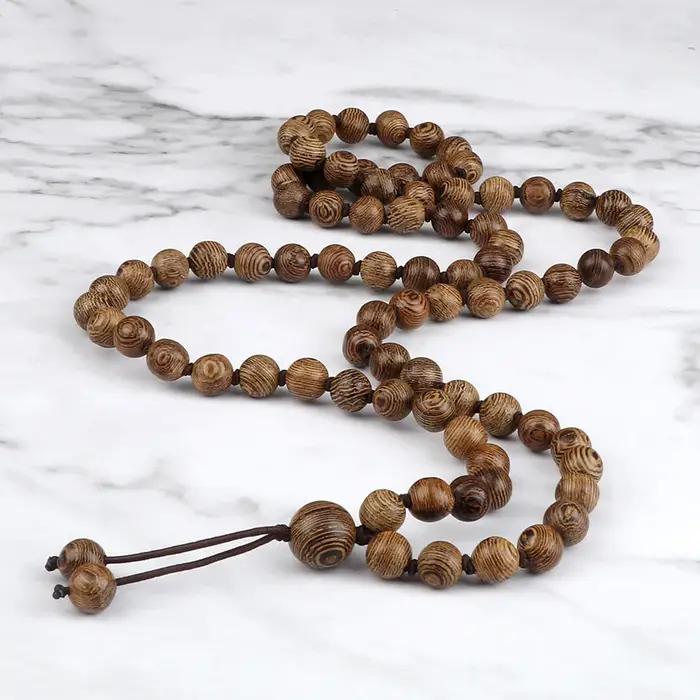 Collier de perles en bois 6/8mm fait à la main pour homme et femme pour mariage fiançailles fête yoga méditation occasions spéciales