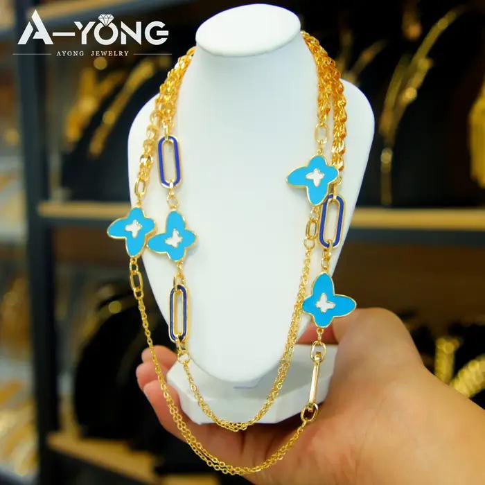 Collier Long Bohème Plaqué Or 21 Carats Style Classique Femme Occasions Spéciales Ras De Cou Bijoux De Fête Arabes Islamiques