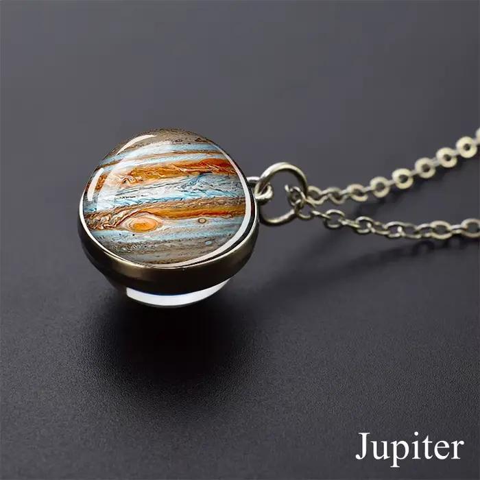 Système solaire planète collier lune terre Júpiter Neptune Mars Venus mercure boule de verre pendentif