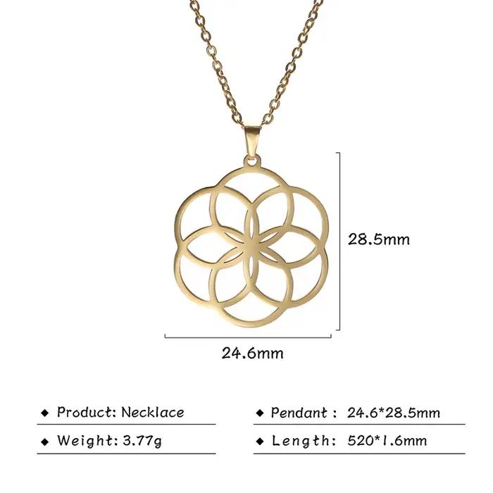 Collier fleur de vie HIPEE pour femmes et filles, collier en acier inoxydable, bijoux cadeau