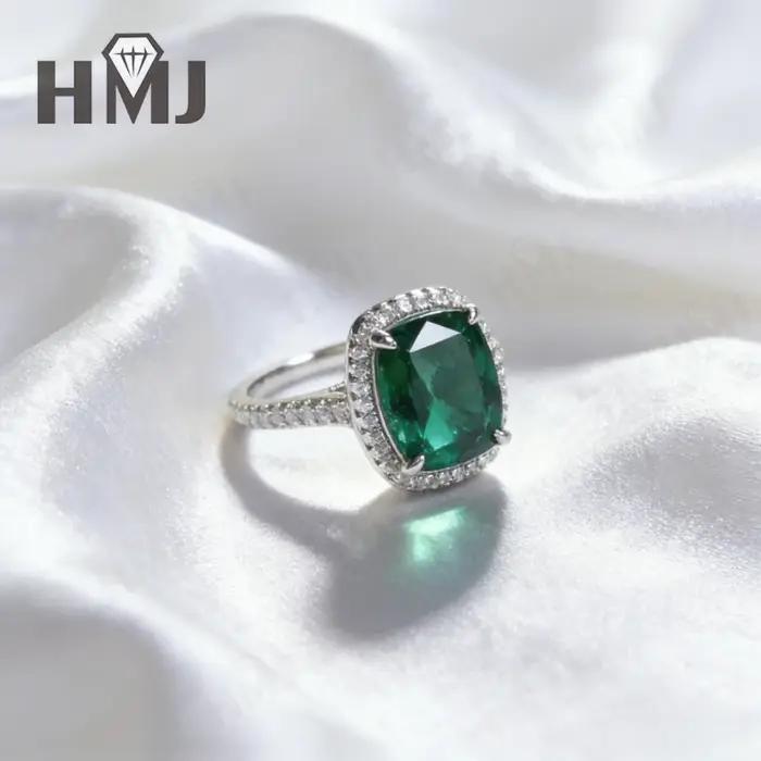 Bague HMJ en argent sterling 925 sertie d'émeraude/saphir/rubis de Colombie labellisée pour occasions spéciales et cadeaux de prestige pour femmes