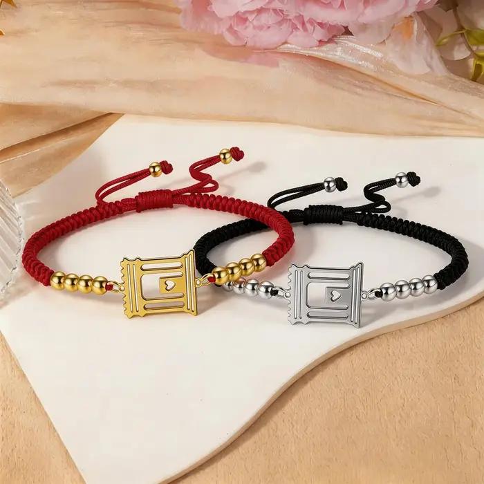 Bracelet Ajustable en Acier Inoxydable avec Pendentif Temple Saint Symbole de Tradition Juive Bijou de Protection Cadeau Occasions Spéciales