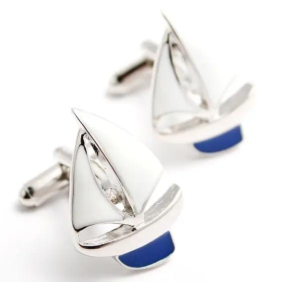 Boutons de manchette originaux de couleur bleue, design nautique, en cuivre, pour hommes, vente en g