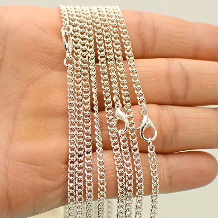 50 Pièces 3mm Collier Gourmette Argent Plaqué Bronze Cuivre