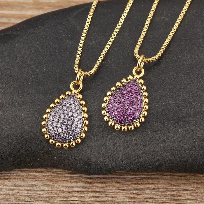 Pendentif NIDIN en zircon cubique forme de goutte d'eau avec chaîne ajustable pour femmes occasions spéciales et quotidiennes