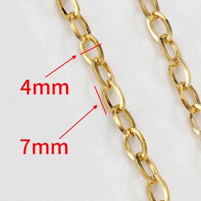 Chaîne cubaine ovale en acier inoxydable 4mm finition Or ou Acier pour fabrication de bijoux et colliers personnalisés