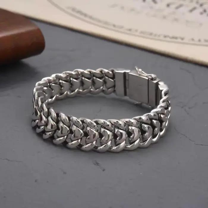 Bracelet en argent sterling S925 moderne et élégant pour homme punk hip hop occassionnels sorties cadeau d'anniversaire