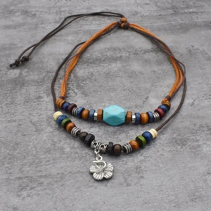 Collier de ULen cuir à 2 couches pour hommes