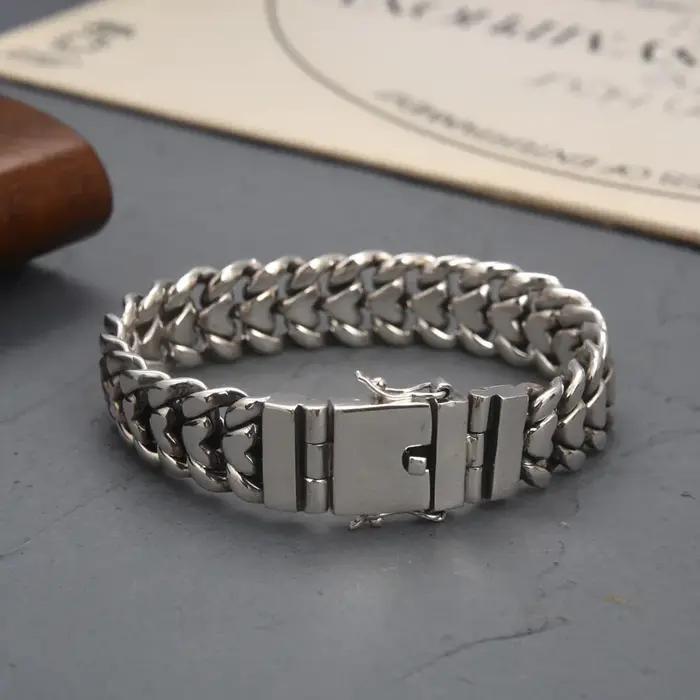 Bracelet en argent sterling S925 moderne et élégant pour homme punk hip hop occassionnels sorties cadeau d'anniversaire