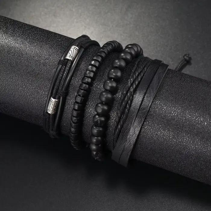 Bracelet en cuir perlé tissé à la main pour hommes style classique vintage à offrir pour anniversaires et occasions spéciales