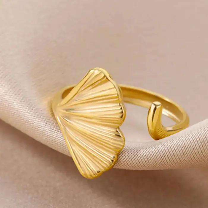 Bagues en forme de feuille de Ginkgo pour femmes