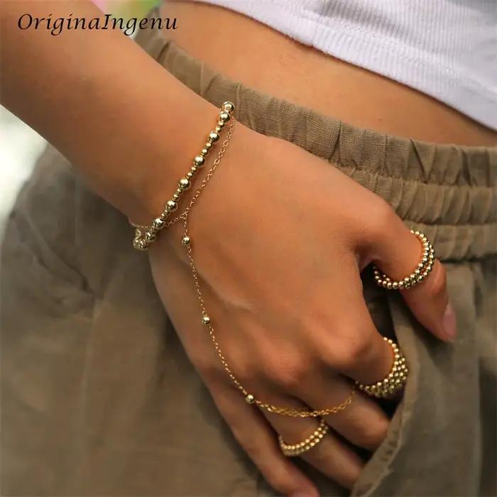 Bracelet vintage en or rempli Gold Filled chaîne géométrique robuste et durable pour usage quotidien et sport élégant pour femme