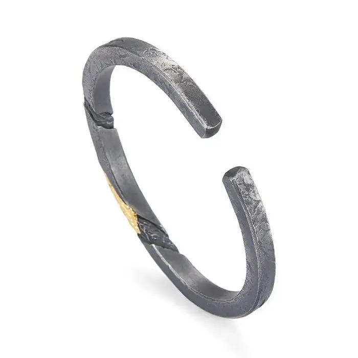 Bracelet Bracelet rétro en argent pour hommes avec bracelet fait main