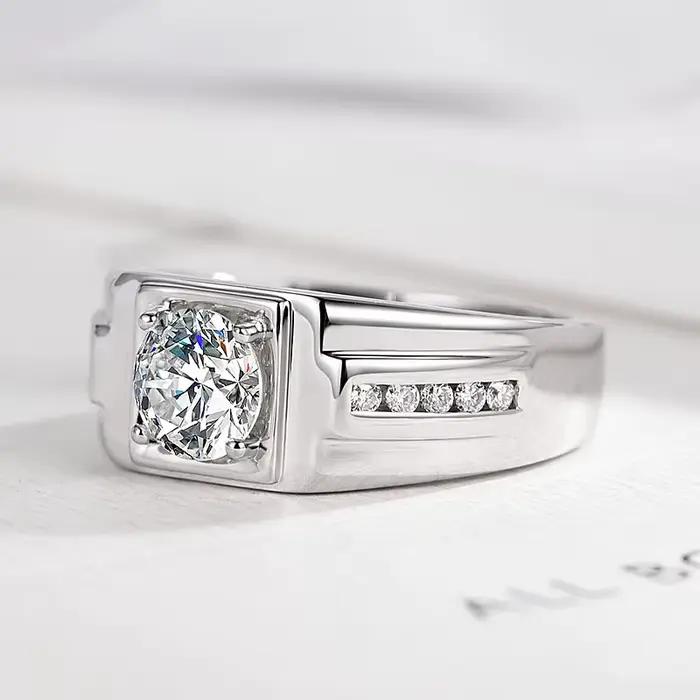 Bagues pour homme en argent 925 avec zircon brillant