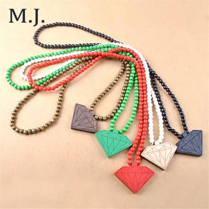 Hip Hop collier Masculino Sculpture bois pendentif colliers hommes longue chaîne