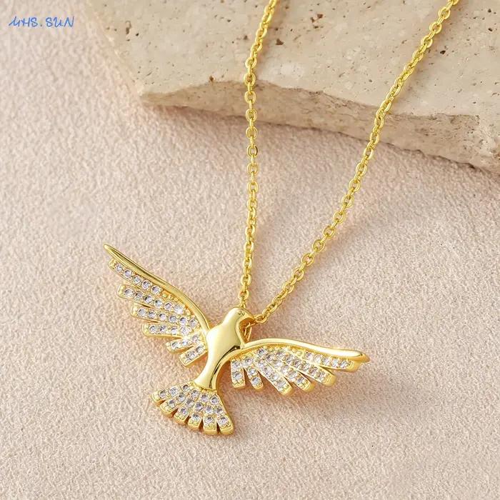 SUNSLL – collier avec pendentif oiseau de l'Esprit Saint plaqué or pour femmes et hommes