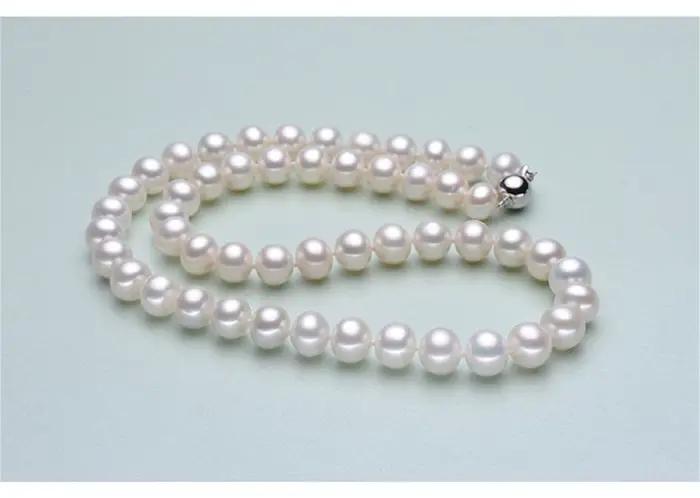 Collier de perles d'Akoya classiques en argent sterling 925, élégant et sophistiqué, idéal pour les occasions spéciales et les cadeaux pour femmes