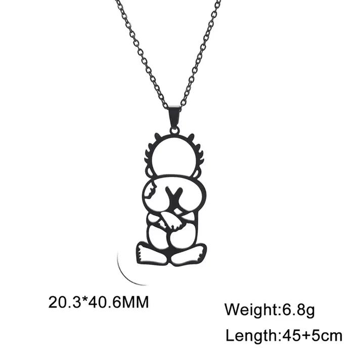 Handala pendentif collier pour femme homme chaîne tour de cou Palestine à cheveux pointus garçon collier en acier inoxydable bijoux en gros