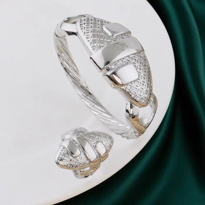 Bracelets et bagues arabes couleur or de Dubaï, plaqués or 18 carats, bijoux au design unique et tendance pour femmes, cadeau de mariage