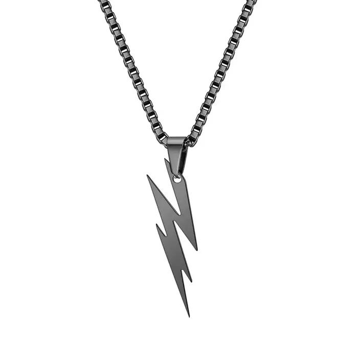 Collier pendentif Punk Lightning pour hommes et garçons