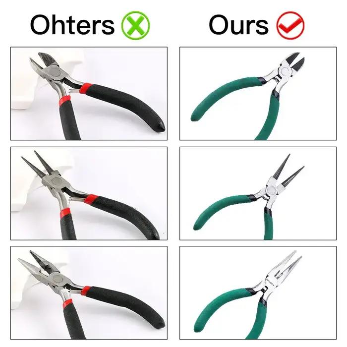 Outils de fabrication de bijoux avec pinces à bec effilé/pinces à bec rond/pinces à bec carré et coupe-fils pour la