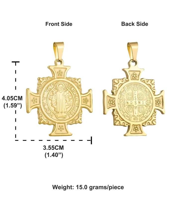 Pendentif médaillon croix maltais pectorale, exorcisme chrétien en acier inoxydable, médaille de croix de Saint benoît pour accessoires de collier
