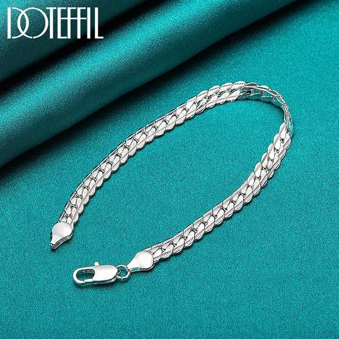 Bracelet en argent sterling 925 avec fermoir mousqueton pour hommes et femmes pour occasions spéciales comme les fiançailles et le mariage