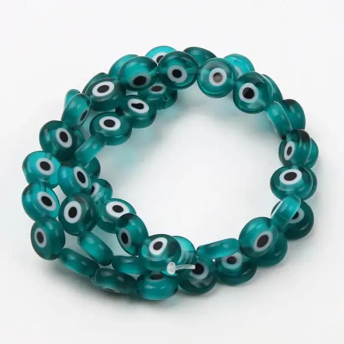 Bracelet mauvais œil en verre pour femme, yeux plats, cristal à facettes, bracelets en perles, bijou