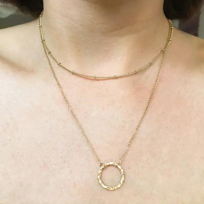 Collier pendentif cercle minimaliste eManco en acier inoxydable pour femme