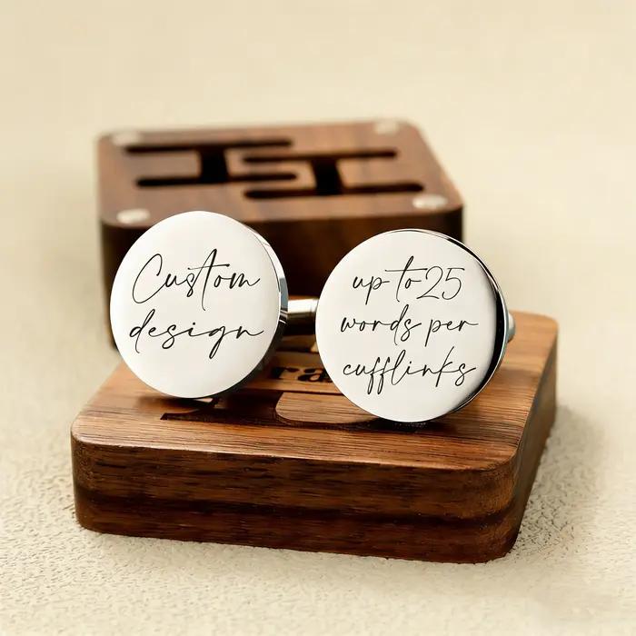 Boutons de manchette personnalisés avec n'importe quel contenu, cadeaux de mariage, d'anniversaire,