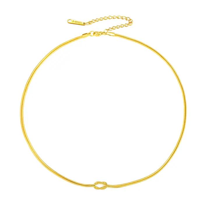 Collier double chaîne serpent nœud d'amour Skyrim en acier inoxydable couleur or pour femme