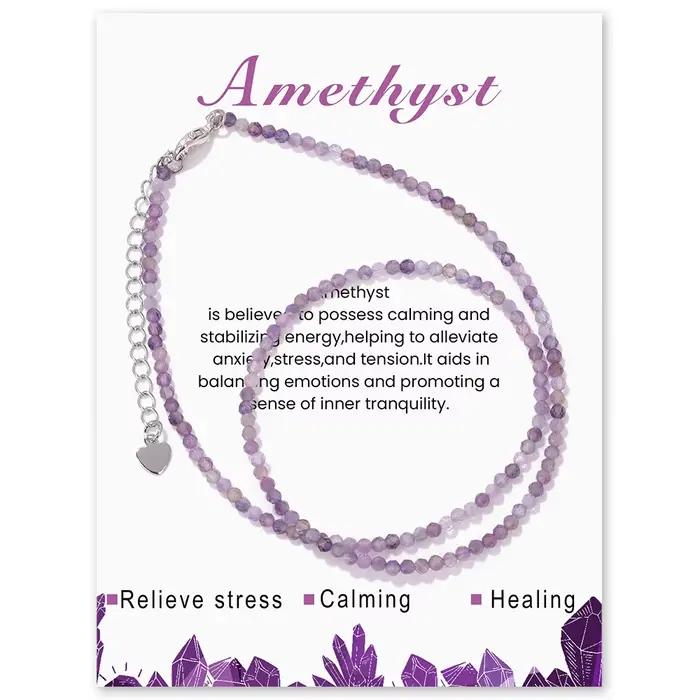 Collier en pierres semi-précieuses naturelles grenat, améthyste, quartz et obsidienne pour femmes et hommes, bijou bohème occasion spéciale