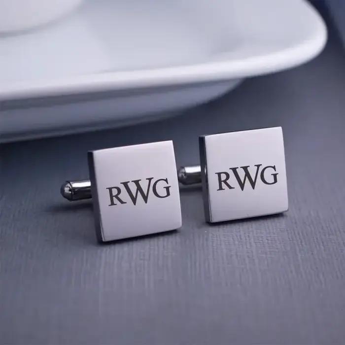 Lèvent de manchette en argent avec logo gravé pour hommes, chemises personnalisées, bijoux de mariag