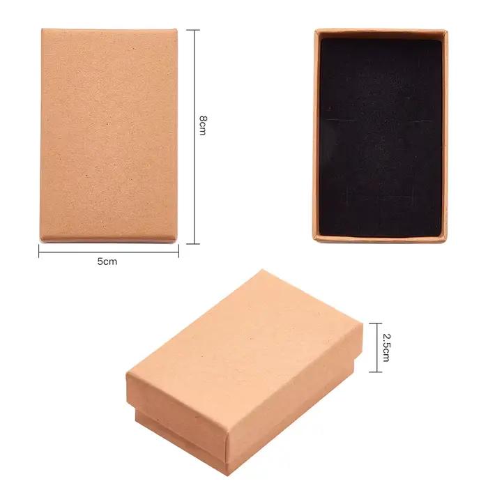 Boîtes à bijoux rectangulaires en carton PandaHall, 24 pièces, pour bagues, 8x5x2,5 cm, couleur beige, emballage cadeau avec plateau intérieur