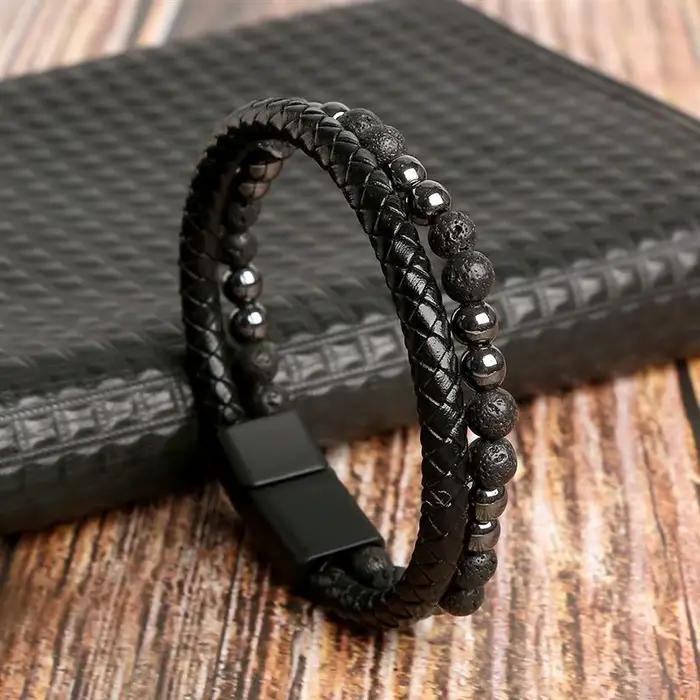 Bracelet en cuir tressé à la main pour hommes et femmes, Style de luxe spécial, bijoux de fête, vent