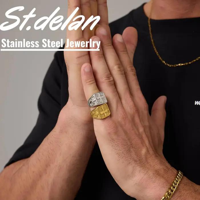 Bague Chevalière Rétro en Acier Inoxydable Plaquée Or 18 Carats Style Punk Gothique pour Homme Occasions Spéciales