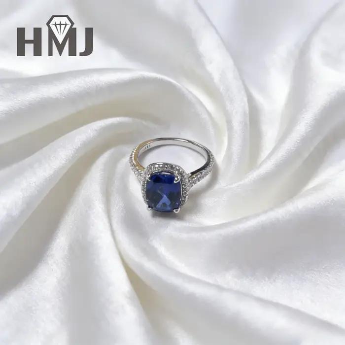 Bague HMJ en argent sterling 925 sertie d'émeraude/saphir/rubis de Colombie labellisée pour occasions spéciales et cadeaux de prestige pour femmes