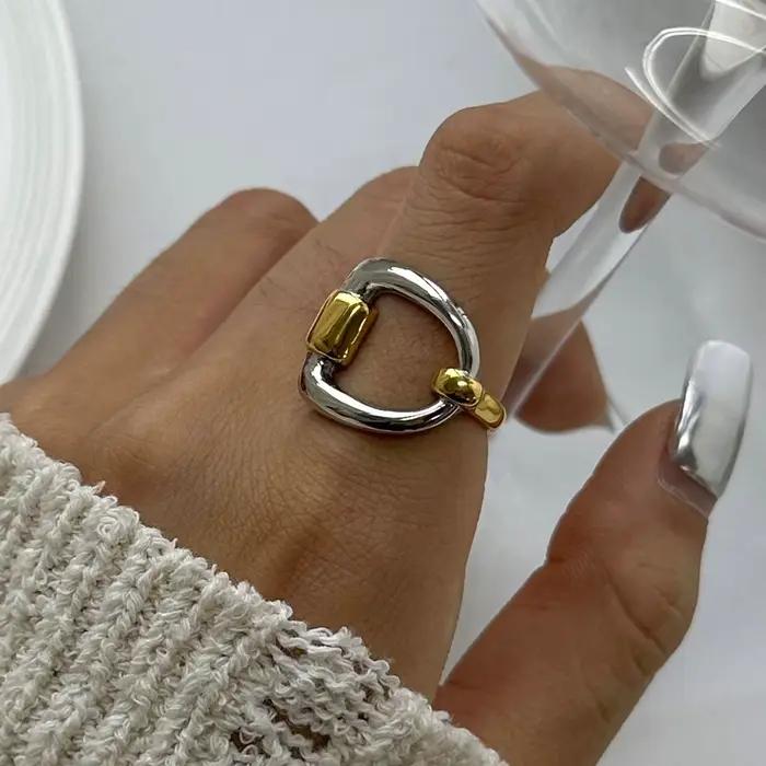 Bague ouverte torsadée bicolore classique Miia Jewelry