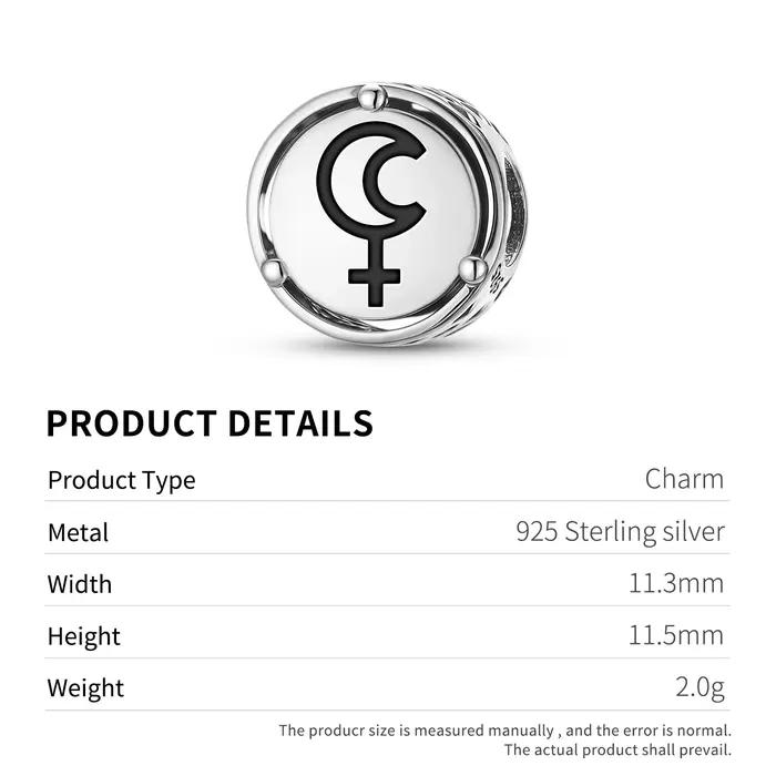 Breloque symbole en argent Sterling 925 pour astrologie Lilith