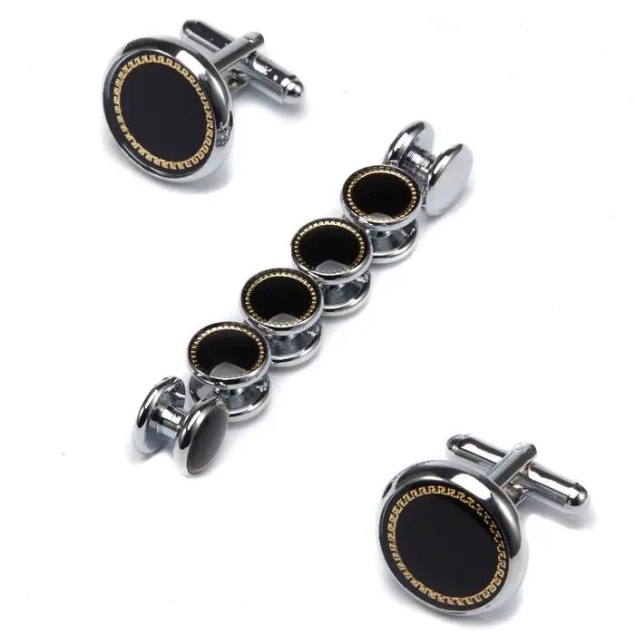 Ensemble de boutons de manchette de mariage de luxe pour hommes, boutons de manchette ronds, ensembl