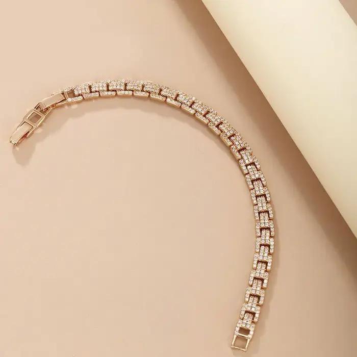 MxGxFam (19 cm x 7 mm) incrustation Micro complet Zircon réservoir Bracelet bijoux pour femmes hommes plaqué or 18 k