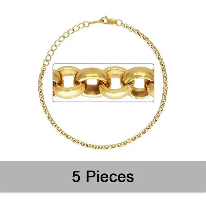 Bracelet chaîne Rolo Gold Filled en or 14 carats maillons élégants pour femme 16 cm bijoux de qualité durable