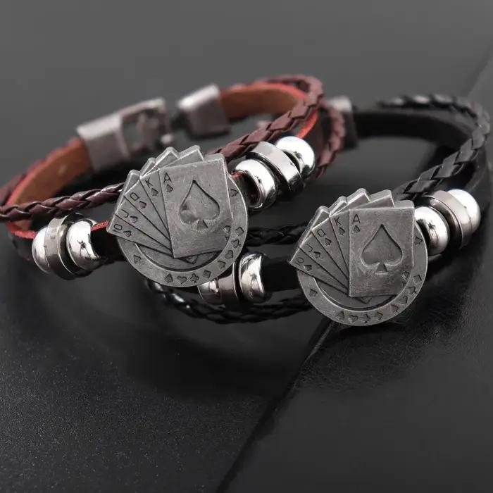 Bracelet en cuir tissé à la main pour homme
