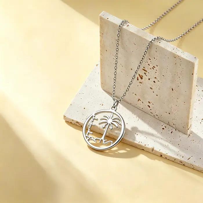 Collier pendentif pièce de monnaie vintage palmier pour femmes et hommes