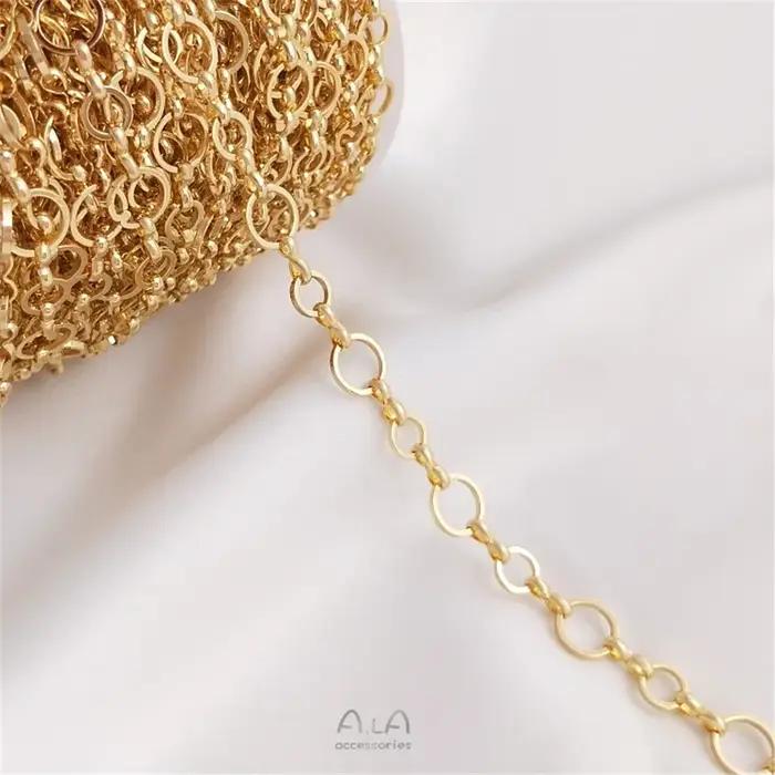 Chaîne d'anneau plaquée or 14K 6 + 8mm